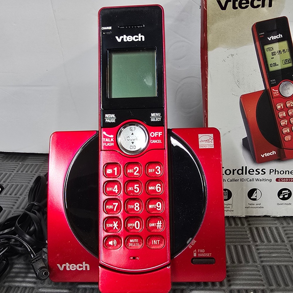 Vtech CS6919-16 Red Cordless Phone System DECT 6.0 Caller ID Speakerphone